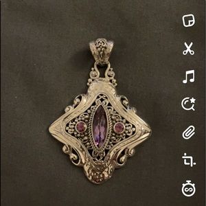 Purple Amethyst Silver Pendant